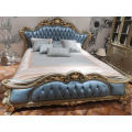 Luxury bedroom set fancy furniture real leather wood craving bedroom set